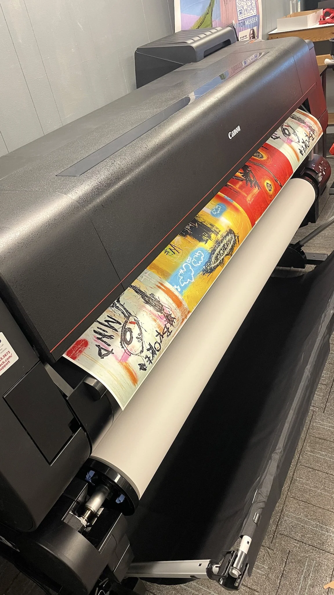 Wide-format giclée printing in progress